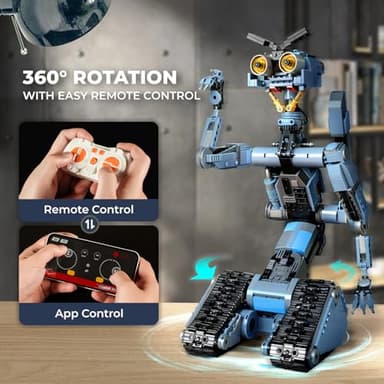 iATOM 1176 Pieces Johnny 5 Robot Building Set with Remote Control - Rechargeable, Gift for Chirstmas, Tech Movie Robotic Figure Model Kit for Adults - Image 4