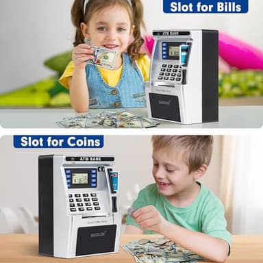 BAODLON Piggy Bank for Kids, ATM Machine Bank for Real Money with Debit Card, Bill Feeder, Coin Recognition, Balance Calculator, Electronic Savings Safe Box, Cool Stuff Toys Gifts for Teen Boys Girls - Image 4