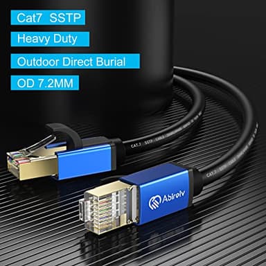 Abireiv Cat7 Ethernet Cable 150ft, Cat7 Outdoor Cable Triple Shielding SSTP 10Gbps 600MHz Ethernet Patch Cable for Modem Router LAN RJ45, UV/Water Proof, Direct Burial, PE Jacket - Image 2