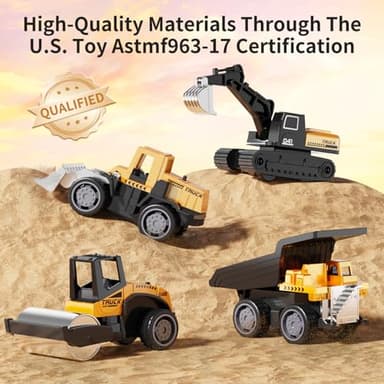 HONGTUO Alloy Mini Construction Vehicles, 8Pcs Die-cast Construction Toys Set, Excavators Mixer Truck Bulldozers Forklift Dump Truck, Pull Back Car Toys for Toddlers Kids Boys & Girls - Image 2