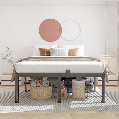 ROIL 18 Inch King Bed Frame with Rounded Corner and Headboard Hole Mattress Retainers 3500LBS Metal Heavy Duty Steel Slats No Box Spring Needed Platform Noise-Free Easy Assembly - Image 5