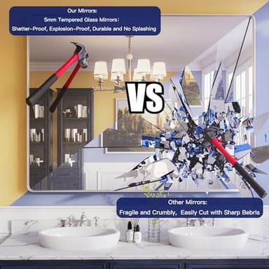 ISKM Bathroom Mirror for Wall 55" x 30" Matte Black Bathroom Vanity Mirror Farmhouse, Anti-Rust, Tempered Glass, Hangs Horizontally or Vertically - Image 4