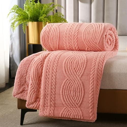 PU MEI Sherpa Throw Blanket for Couch Sofa 60”*80”- Fleece 3D Tufted Fuzzy Soft Cozy Blanket for Bed, Thick Warm Blanket for All Seasons, (Orange, 60"*80") - Image 1