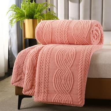 PU MEI Sherpa Throw Blanket for Couch Sofa 90”*80”- Fleece 3D Tufted Fuzzy Soft Cozy Blanket for Bed, Thick Warm Blanket for All Seasons, (Orange, 80"*90") - Image 2