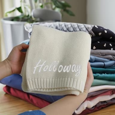 TTMIZA Personalized Baby Knit Blanket Custom Embroidered with Name for Newborn Baby Boy and Girl Nursery Blankets Gifts Customize Baby Blankets 37x42in Newborn Holiday Shower Gift - Image 2