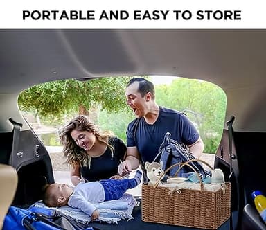 HBlife Baby Diaper Caddy Organizer, Paper Rope Storage Baskets Nursery Bin with Removable Divider, Portable Car Organizer for Diapers, Baby Shower Gifts, Newborn Essentials Must Haves - Image 6