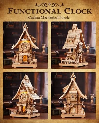 ROKR 3D Wooden Puzzles for Adults,Wooden Cuckoo Clock Model kit,435 Piece 3D Puzzles,Ideal Gift for Adults and Teens - Image 6