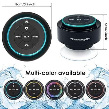 XLeader, Upgraded, Pro Shower Speaker, Certified IPX7 Waterproof Bluetooth Speaker with Suction Cup, Hook Clip, Built-in Mic, Crystal Sound&Rich Bass, up to 12H Playtime, Ideal Gifts - SoundAngel Mate - Image 8