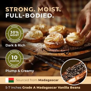 Gya Labs 10 Madagascar Vanilla Beans - Grade A 5-7 Inches Long, Caviar Rich & Flavorful Pods for Making Extract, Baking, Cooking, Paste & Coffee - Image 2