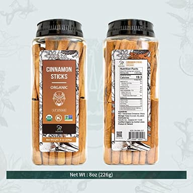 Soeos Organic Cinnamon Sticks, 8 oz (226g), 3.5" Length, 100% Raw, Non-GMO, Kosher Certified, Whole Cinnamon Sticks Seasoning Spice for Coffee, Baking, Cooking and Beverages - Image 7