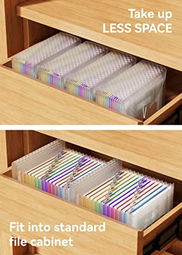 ABC life 12 Pockets Accordion File Organizer Expanding File Folders, Portable Monthly Bill Receipt Document Organizer, Expandable Accordian Filing Folder Letter A4 Size, Colored Tabs (Blue) - Image 5
