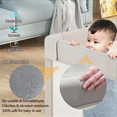 Mloong Baby Playpen with Mat, 59x59 Inches Extra Large Playpen for Babies and Toddlers, Indoor & Outdoor Activity Center, Safety Baby Fence - Image 4