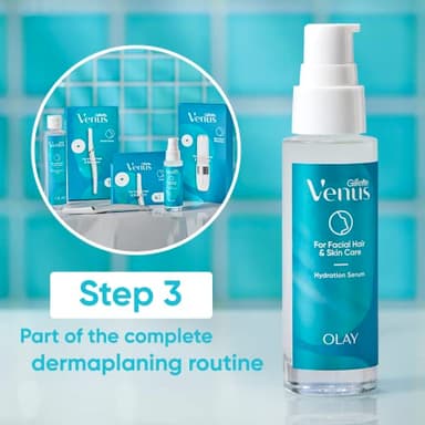 Gillette Venus Facial Hydration Serum with a Touch of Hyaluronic Acid, 1.5 oz Bottle, Use Post Dermaplaning Tool, Dermaplaning Moisturizer, Dermaplane Oil, Dermaplane Moisturizer, Pre Eyebrow Razor - Image 6