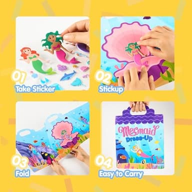 JOYIN Mermaid Dress-Up Reusable Sticker Book for Toddlers, 3D Sticker Books for Kids 3 4 5, Travel Essentials, Airplane Activity Toys, Crafts Gifts, Birthday Gifts - Image 8