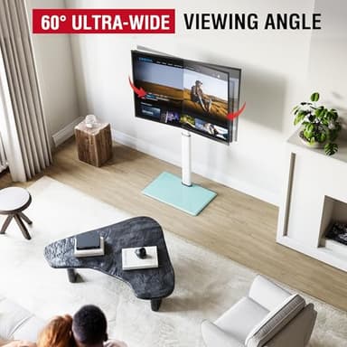 AOKCOS Swivel TV Floor Stand for 32-65 Inches TVs, 8 Level Height Adjustable Corner Small TV Stand Mount for Living Room/Bedroom, Holds up to 88 lbs,MAX VESA 400x400mm,White - Image 2