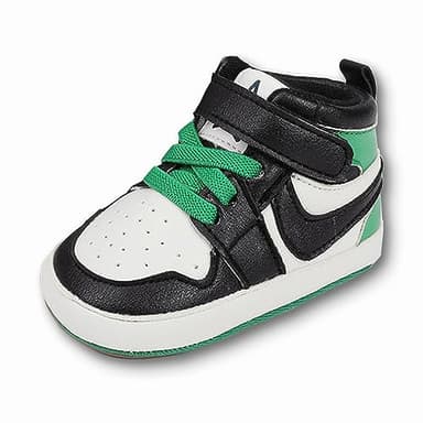 Clowora Unsex Baby Shoes Boys Girls Infant Sneakers Non-Slip Soft Rubber Sole Toddler Crib First Walker Lightweight Shoes (A032/Green_High_top,12-18 Months) - Image 1