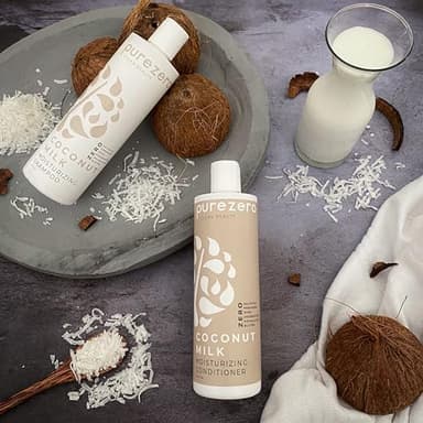 Purezero Coconut Milk Shampoo & Conditioner Set - 100% Vegan & Cruelty Free - Intense Hydration & Increase Shine - Zero Sulfates, Parabens, Dyes - Fight Dandruff & Frizz - Image 7