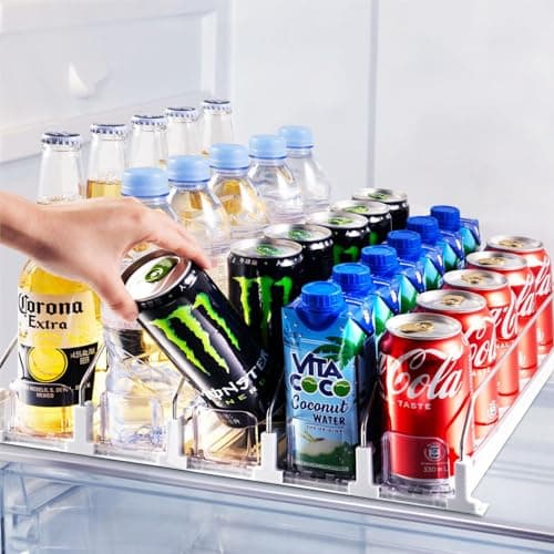 Drink Organizer for Fridge, Soda Can Dispenser for Refrigerator, Automatic Drink Dispenser for Fridge Holds up to 25 Cans, 5 Row - Image 1