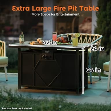 BALI OUTDOORS Fire Pit Table Propane Gas Firepit Rectangular Fire Table 42In 60,000 BTU for Outside Patio Backyard Deck Balcony - Image 6