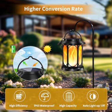Solar Outdoor Lanterns Light Flickering Flame, Waterproof Outdoor Lanterns for Halloween Patio Garden Yard Deck Pathway, 4 Pack - Image 7