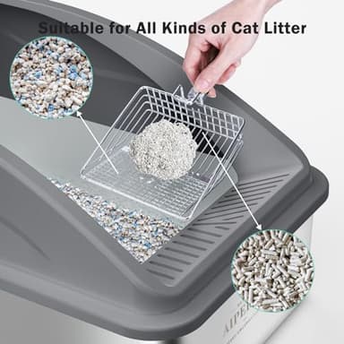 Stainless Steel Cat Litter Box with Lid | XL Extra Large Litter Box for Big Cats | Metal Litter Boxes High Sided | Enclosed Anti-Urine Leakage, Include Litter Mat and All-Metal Litter Scoop - Image 5