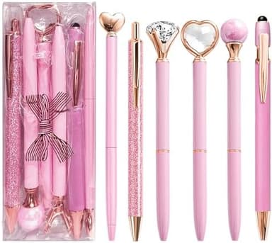 Pink Pens for Women, 6 Pcs Cute Pens Ballpoint Pen Bulk, 1.0mm Medium Point Black Ink, Office and School Supplies Fancy Nice Pen Gifts for Girls Nurse Teacher (Pink - Image 3