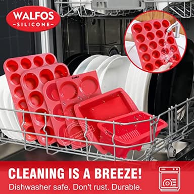 Walfos Mini Silicone Muffin Pan - 24 Cups, BPA Free and Dishwasher Safe, Non-stick Silicone Cupcake Baking Pan, Great for Making Muffin Cakes, Tart, Bread - Image 7