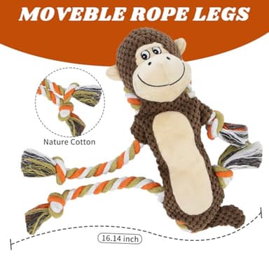 CneeeeeB Squeaky Durable Dog Toy Large Breed, Tug of War Dog Interactive Toy, Stuffed Plush Puppy Toy with Crinkle Paper for Small, Middle, and Big Dogs Monkey,Orangutan Shape - Image 3