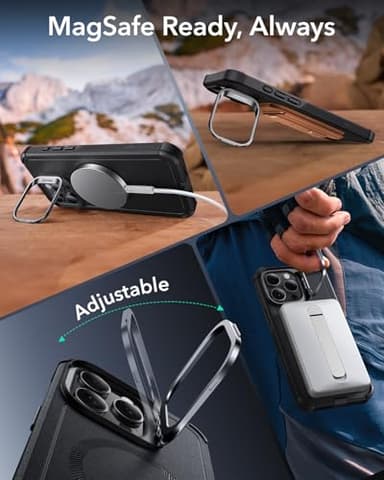 ESR for iPhone 16 Pro Max Case with Stash Stand, Camera Control, 23FT Military-Grade Shock-Absorbing Drop Protection, Compatible with MagSafe Accessories, Magnetic Cyber Series, Black - Image 7