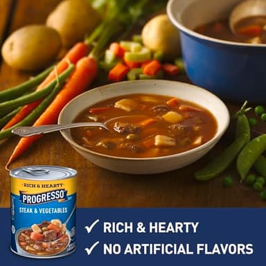 Progresso Rich & Hearty, Steak & Vegetables Canned Soup, Gluten Free, 18.8 oz. - Image 3