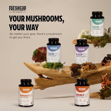 FreshCap 5-in-1 Sleep Supplement, Magnesium for Sleep, Magnesium Supplement, Calm, 7000mg Reishi Mushroom Extract, Valerian Root Capsules, Valerian Root Extract, Ayurveda (120 Capsules) - Image 8