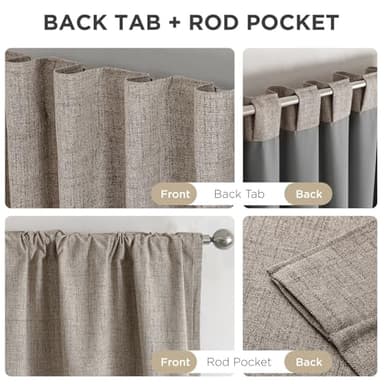 Joydeco Blackout Curtains for Bedroom - 84 Inch Long 100% Light Blocking 2 Panels Set Linen Drapes, Thermal Insulated Room Darkening Curtains, Linen Textured for Living Room, Rod Pocket & Back Tabs - Image 6