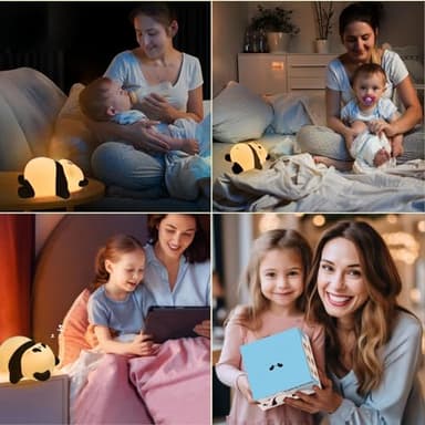 Rechargeable Cute Panda Night Light, 3 Level Dimmable Nursery Nightlight with Timer, Silicone Light Cute Animal Night Lamp for Breastfeeding Toddler Baby Kids Decor, Squishy Lamps Girls Panda Gifts - Image 6