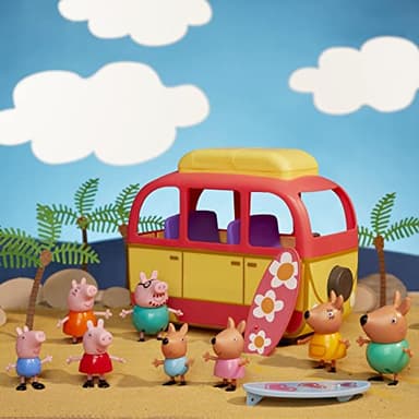 Peppa Pig Peppa Visits Australia Campervan Vehicle Preschool Toy with Rolling Wheels; Includes 8 Figures, 4 Accessories, for Ages 3 and Up (Amazon Exclusive) - Image 6