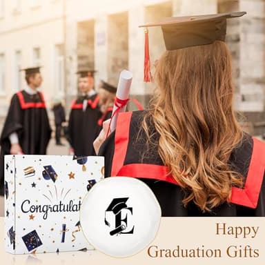 Graduation Gifts for Her, College High Senior Class of 2025 Graduate Gifts for Daughter Granddaughter Niece Women Ceramic Trinket Dish Jewelry Ring Holder Initial E - Image 3