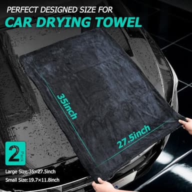 Microfiber Towels For Cars 2-Pack Car Drying Towel 1300 Gsm Ultra-Large Soft Microfiber 35" x 27.5" & 19.7" x 11.8" Towels Are Great For Car And Home Cleanups No Streaks, Scratches Or Water Spots - Image 2
