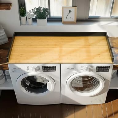Gashell Washer Dryer Countertop, 27.5" x 54" Bamboo Washer and Dryer Countertop for Laundry Room Organization(Natural, Black) - Image 2