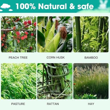 Jorewood Rabbit Chew Toys, Natural Reed Grass Hanging Basket Chews, Woven Bunny Chewing Timothy Cake Wood Treats for Small Pets - Image 7