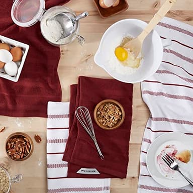 KitchenAid Albany Kitchen Towel 4-Pack Set, Smoked Paprika Red/White, 16"x26" - Image 2