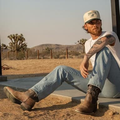 Lumeheel Cowboy Boots for Men - Western Square Toe Men's Brown Boots with Classic Embroidered, Slip on Chunky Heel for Spring Fall 12M - Image 5