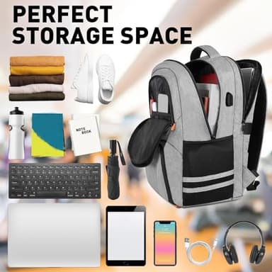 Ytonet Gym Backpack For Men Women, Backpack for Men with Shoe Compartment, Water Resistant Workout Sports Bag with USB Port Fit 15.6 Inch Laptop, Gym, Sports, Camping, Hiking, Grey - Image 7