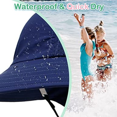 XIAOHAWANG Girls Sun Hat Baby Beach Hats Boys UPF 50+ Kids Summer Protection Cap Toddler Breathable Caps Wide Brim (2-6Years, Navy) - Image 3