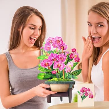Airpark Pop Up Flower Card, 3D Paper Flowers Bouquet – 14" Orchids, Birthday, Mother’s Day, Get Well Greeting Cards with Note Card & Envelope - Image 5