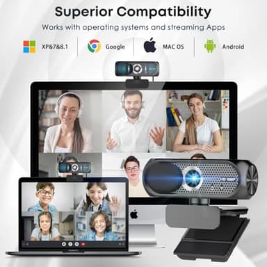 Shcngqio 1080P HD Webcam with Microphone, Noise Cancellation, Privacy Cover, Wide-Angle Lens, Auto Light Correction, Plug & Play USB Webcam for Laptop, Desktop, PC, Mac, Zoom, Skype, Streaming (Black) - Image 6