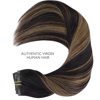 WENNALIFE Seamless Clip In Hair Extensions Human Hair, 24 Inch 160g 7pcs Natural Black Mixed Chestnut Brown Hair Extensions Clip in Human Hair Invisible PU Skin Weft Natural Remy Human Hair Extensions - Image 6