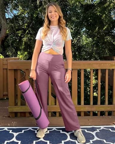 G4Free Women's Clothing Straight Leg Lounge Pants Business Office Trouser Pants Flare Leggings(Velvet Dust,XXL,29") - Image 4