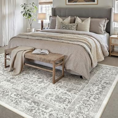 PureCozy Black Area Rug 9x12 Machine Washable Large Vintage Living Room Distressed Non Slip Carpet Traditional Indoor Bedroom Retro Floral Accent Throw Rug for Office Kitchen Dining Room - Image 6