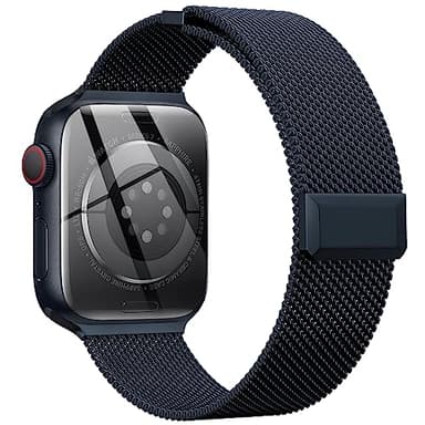 EPULY Compatible with Apple Watch Band 38mm 40mm 41mm 42mm Series 10 11, Stainless Steel Mesh Loop Magnetic Clasp Bands for iWatch Series 9 8 7 6 5 4 SE3 2 Women Men - 42/41/40/38mm Midnight - Image 1