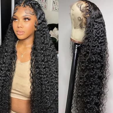 BJVT 26 Inch Deep Wave Lace Front Wigs Human Hair Wigs for Women 13x6 HD Lace Front Wigs Human Hair 200 Density Deep Curly Lace Frontal Wigs Human Hair Pre Plucked with Baby Hair - Image 1
