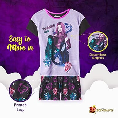 Disney Girls' Descendants 2-Piece Loose-Fit Pajamas Set, WICKEDLY COOL 2, 8 - Image 4
